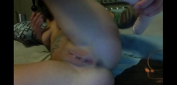  Felicity Feline masturbates with a huge dildo on webcam